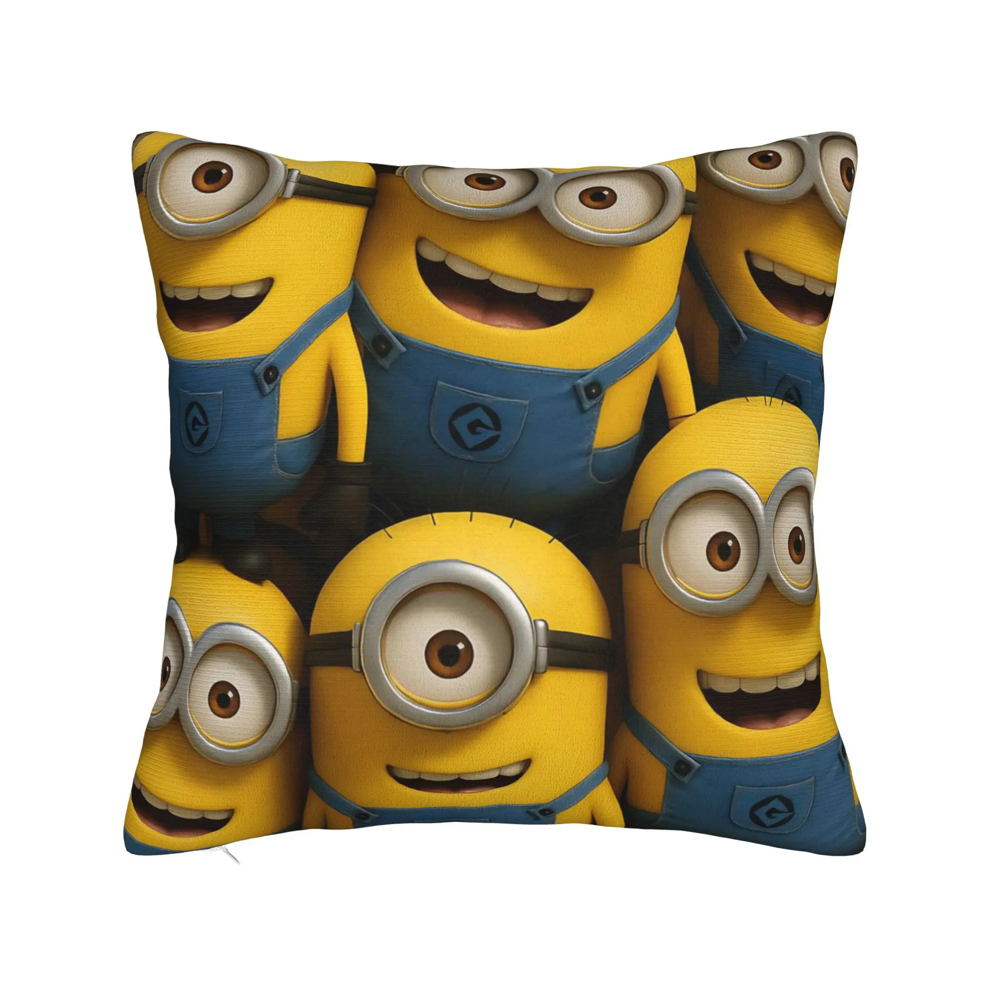 M-Minions-s Funny Cartoon Cute Pillowcase Double-sided Printing Fabric Cushion Cover Gift Pillow Case Cover Home Square 40X40cm