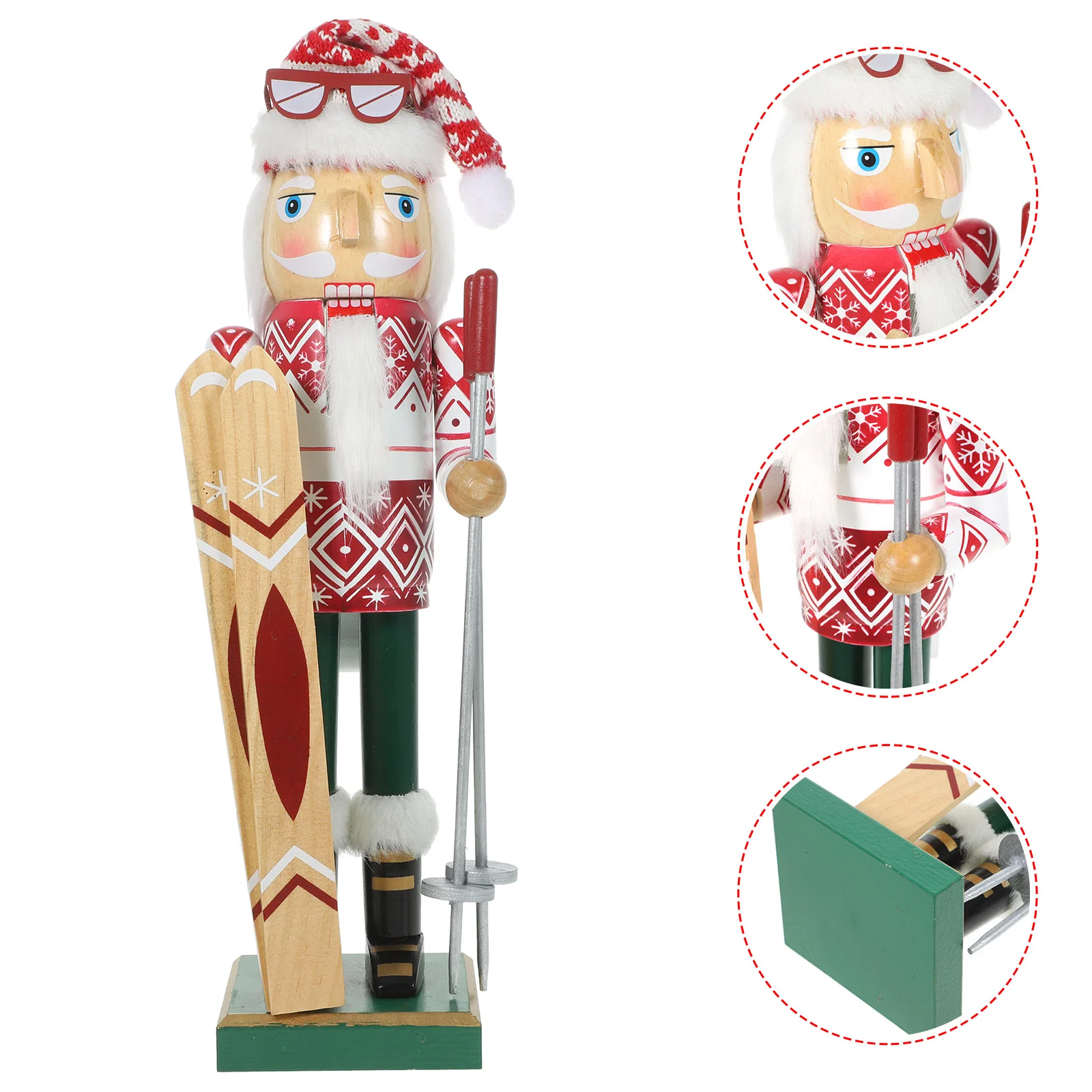 Outdoor Decor Christmas Ski Puppet Adorable Figurine Garden Model Charms Xmas Nutcracker Ornament Red Santa for Figures Elder