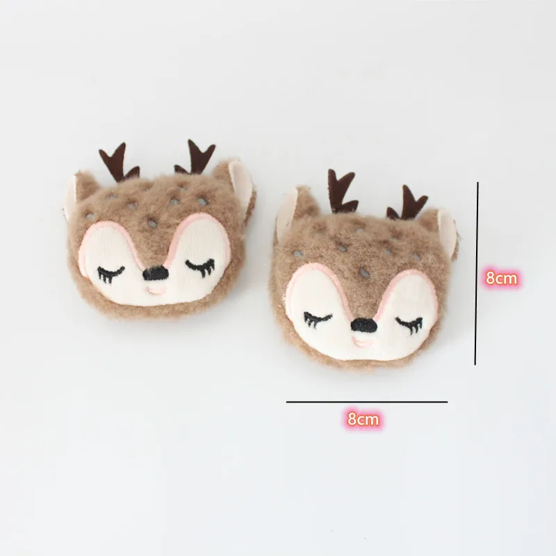 5pcs/lot   Cartoon deer  dolls diy   hair clip accessories, plush fabric appliques for shoes clothing accessories