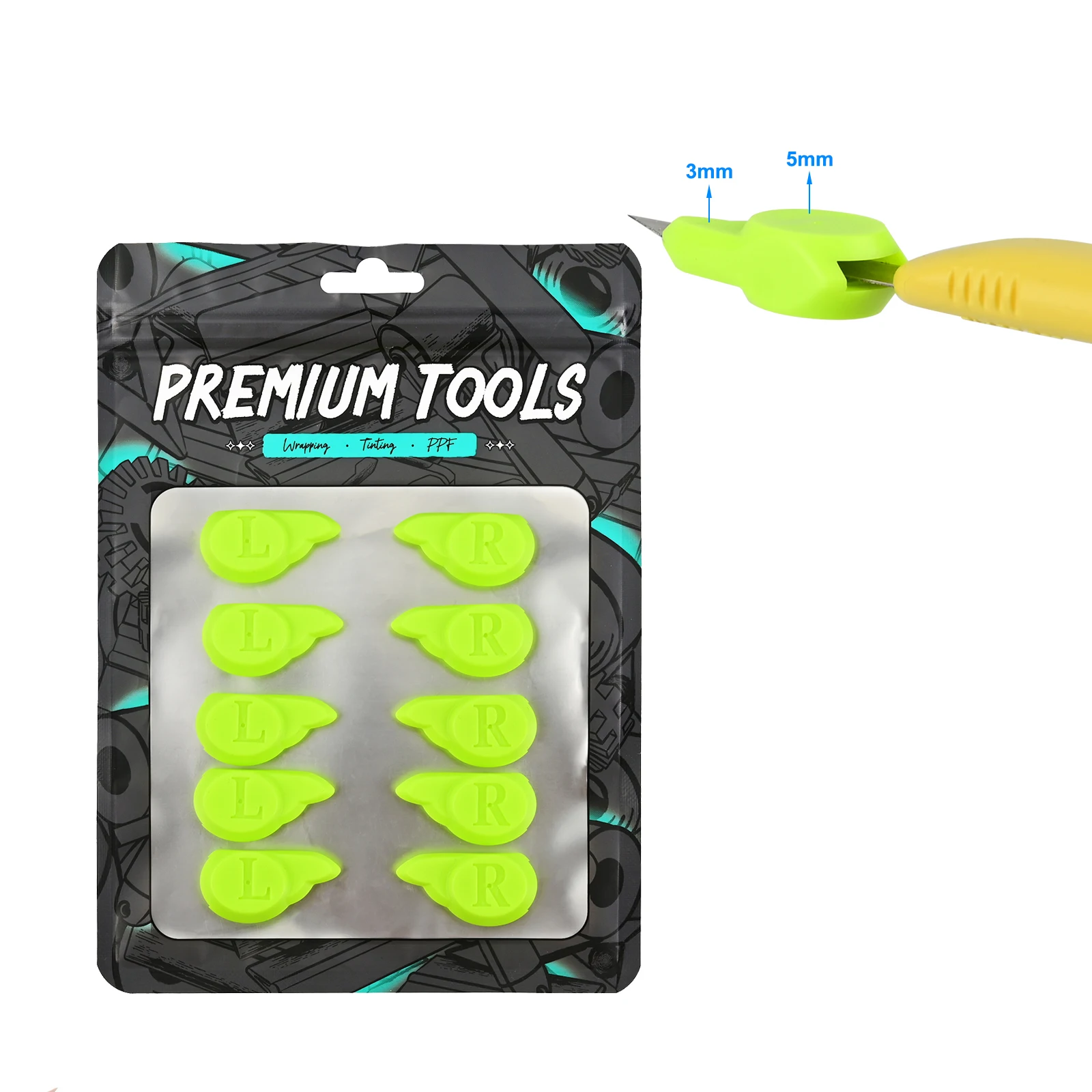 FOSHIO 5Pairs Edge Trimming Guide Protector Caps For Craft Knives Car Tint Film Wraps Vinyl Wallpaper Verge Cutting Accessories