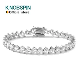 KNOBSPIN 4x6mm Pear Moissanite Tennis Bracelet s925 Sterling Silver Plated 18k White Gold with GRA Fine Bracelet for Women Man
