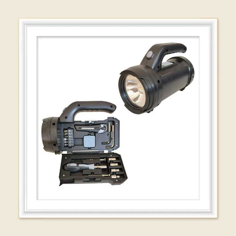 portable e-commerce outdoor home work lighting flashlight tool set with durable hardware tools for DIY repairs emergencies