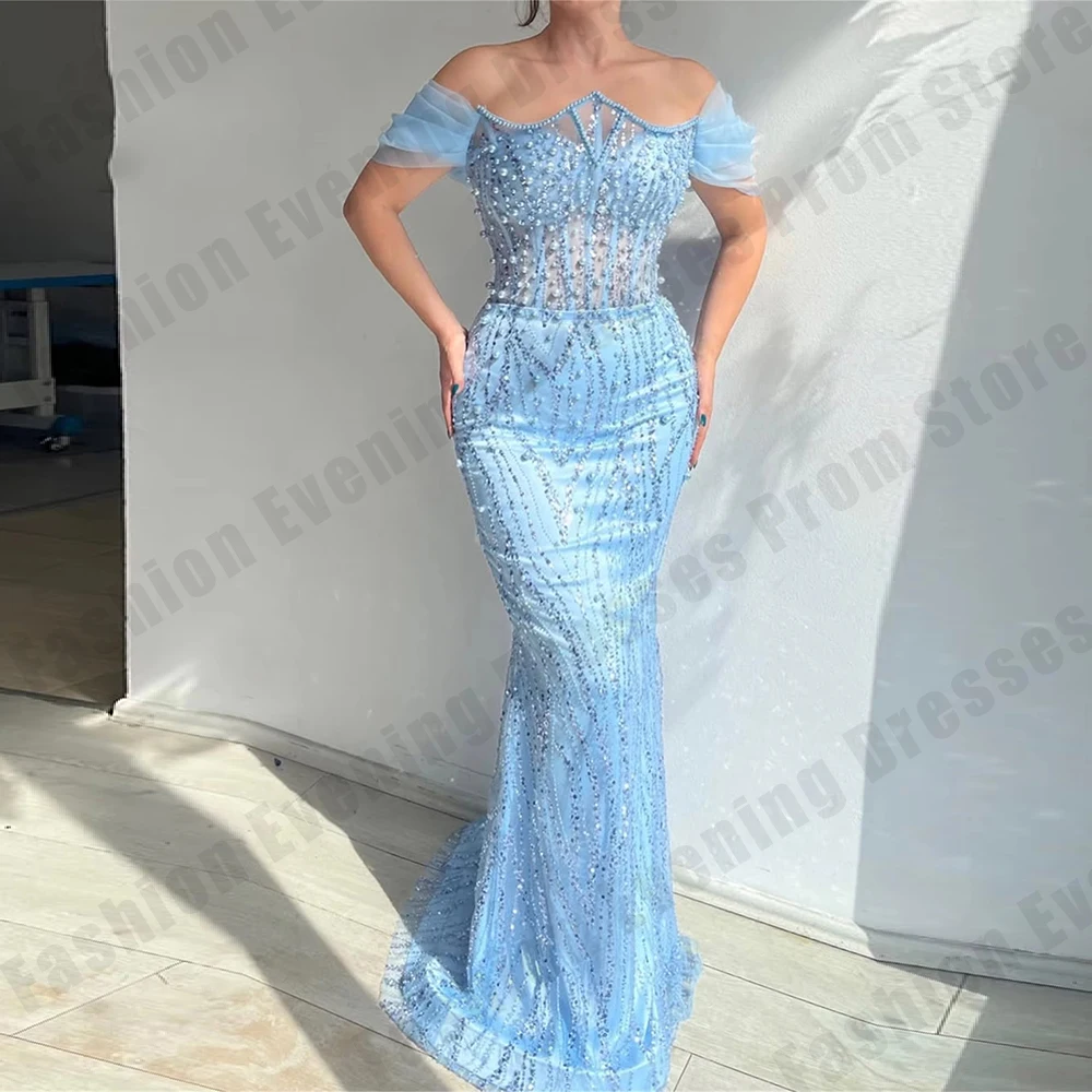 ชุดราตรีหรูหราสำหรับผู้หญิงปี 2026 ทรงเมอร์เมด สำหรับงานกาล่า งานเลี้ยง งานพิเศษ ผ้ากลิตเตอร์ ชุดออกงานพรอม สามารถสั่งตัดได้