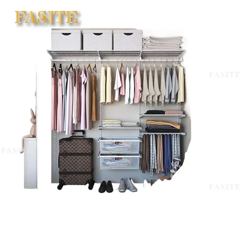 For 1.95M Open Metal Wardrobe Simple Steel Frame Closet Household Bedroom Storage Rack Durable Clothes Organizer Furniture