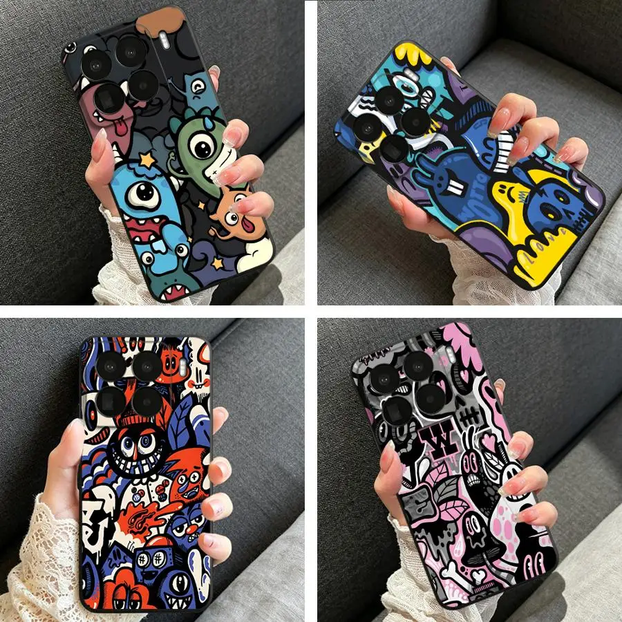 Coque de téléphone rétro motif graffiti monstre pour Xiaomi Mi 17 Pro Max 17T 11 12X 12 10T 15T 14 12T 11T 13 Lite