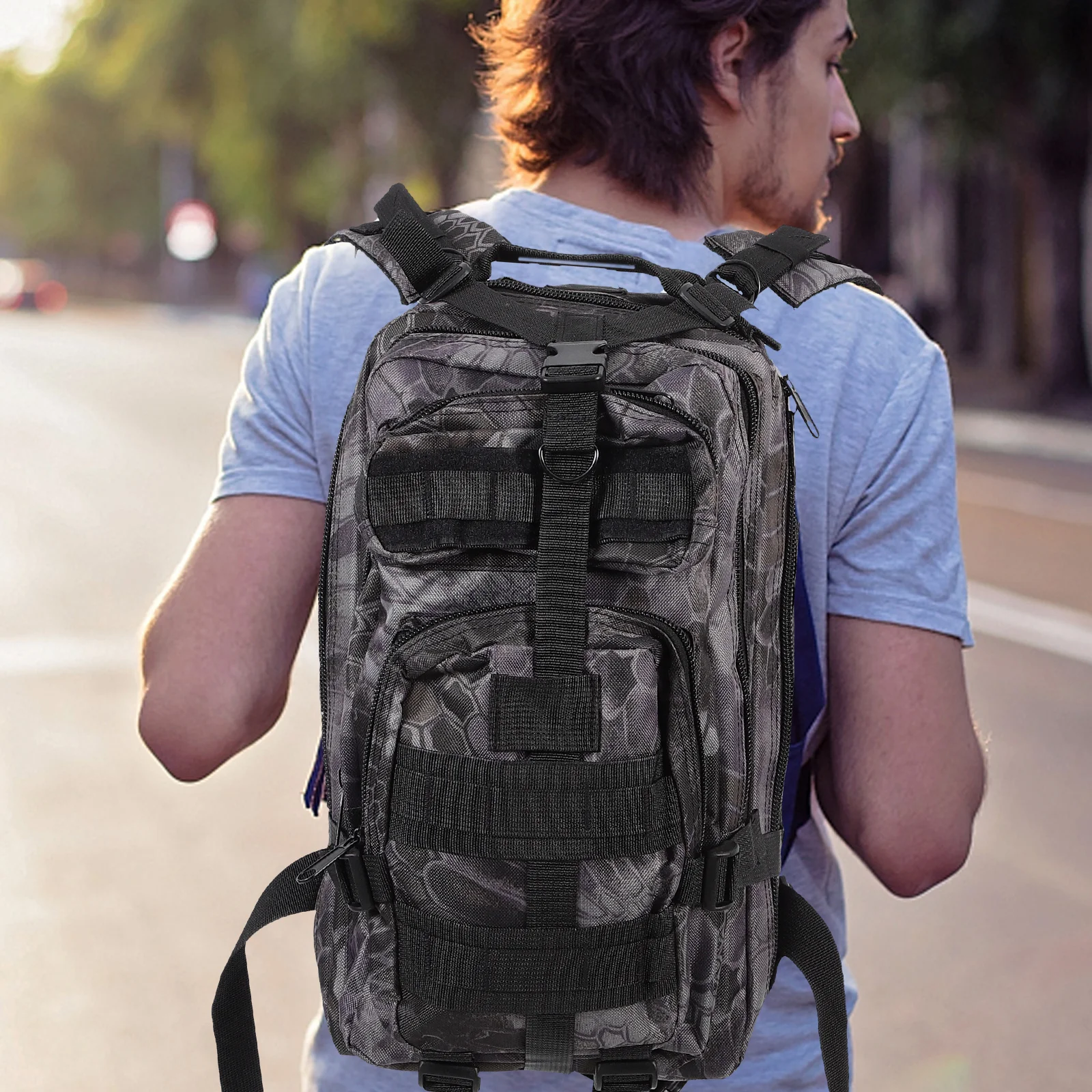 

Outdoor Backpack Large Capacity Hiking Bag Multifunctional Pockets Adjustable Buckle for Camping Hunting Fishing