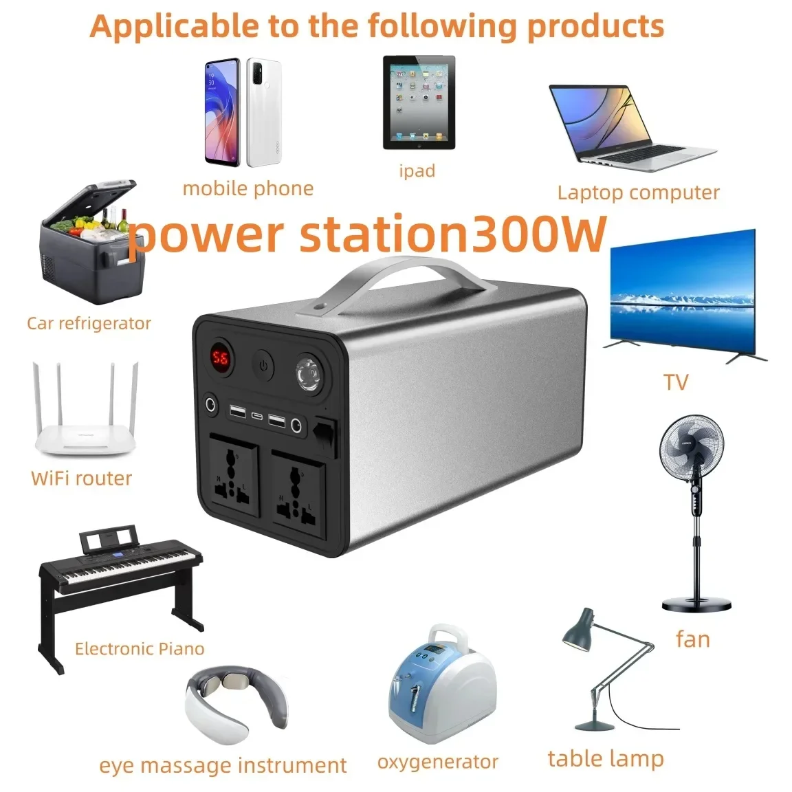 300W Portable Power Station Supply 68000mAh Solar Generator USB AC DC External Spare Battery Powerbank for Outdoor Camping