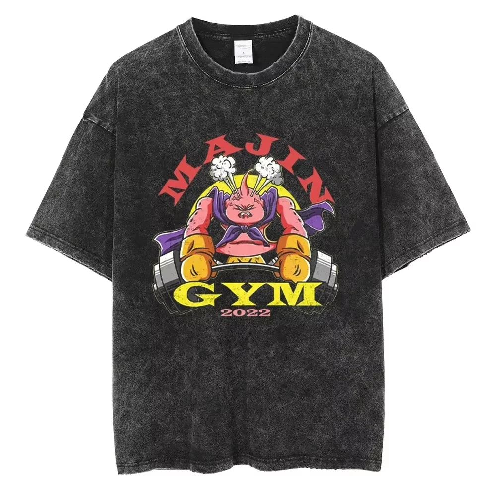 Gym Dragon Ball Vintage Harajuku Vintage Gewassen T-shirt Katoen Mannen Hip Hop Streetwear Oversized Vrouwen Korte Mouw Unisex Y2k