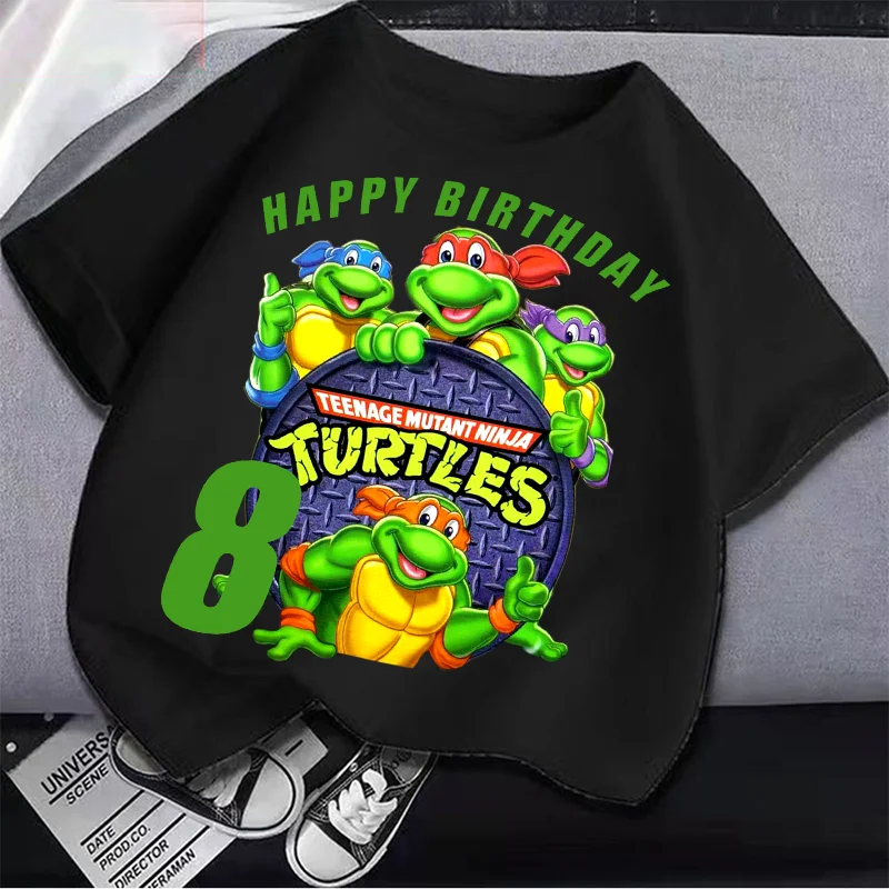 Teenage Mutants Ninjas Turtles T-Shirt Kid Birthday Cotton Cute Girl Summer Cosplay Clothes Baby Boy Comfortable Tee Letter Tops