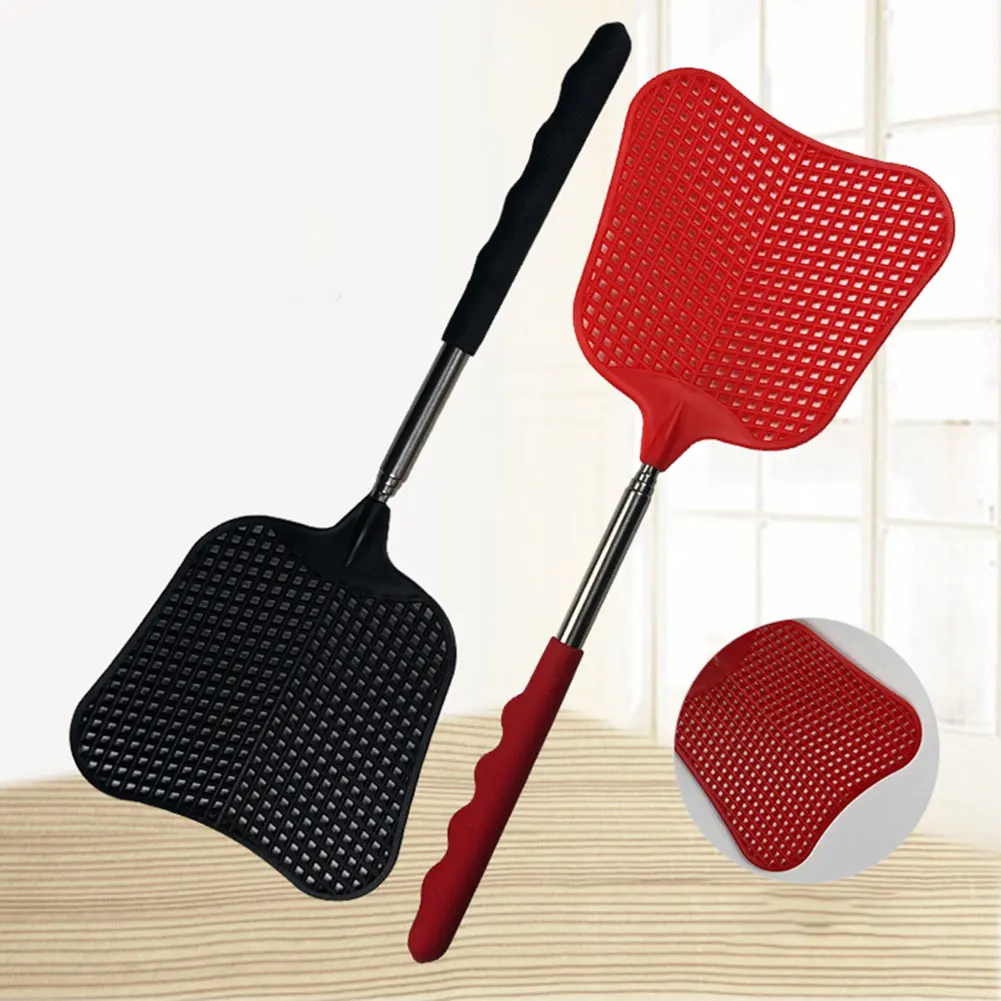 2Pcs Telescopic Fly Swatters with Anti-Slip Handle Extendable Fly Swatters Stainless Steel Rod Pest Control Flyswatter