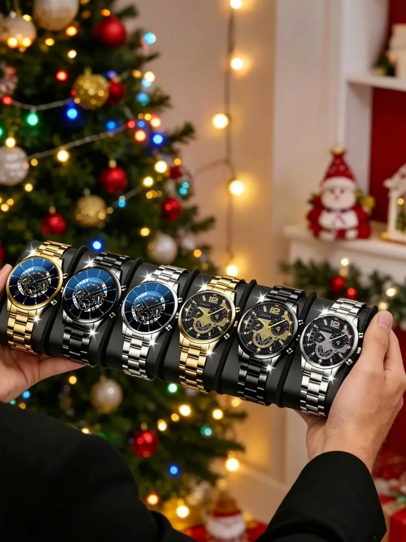 Men GENEVA Chronograph Quartz Watch Fashion Sport Analog Wrist Watch Stainless Steel Band Male Gift Watch Relogio Masculino