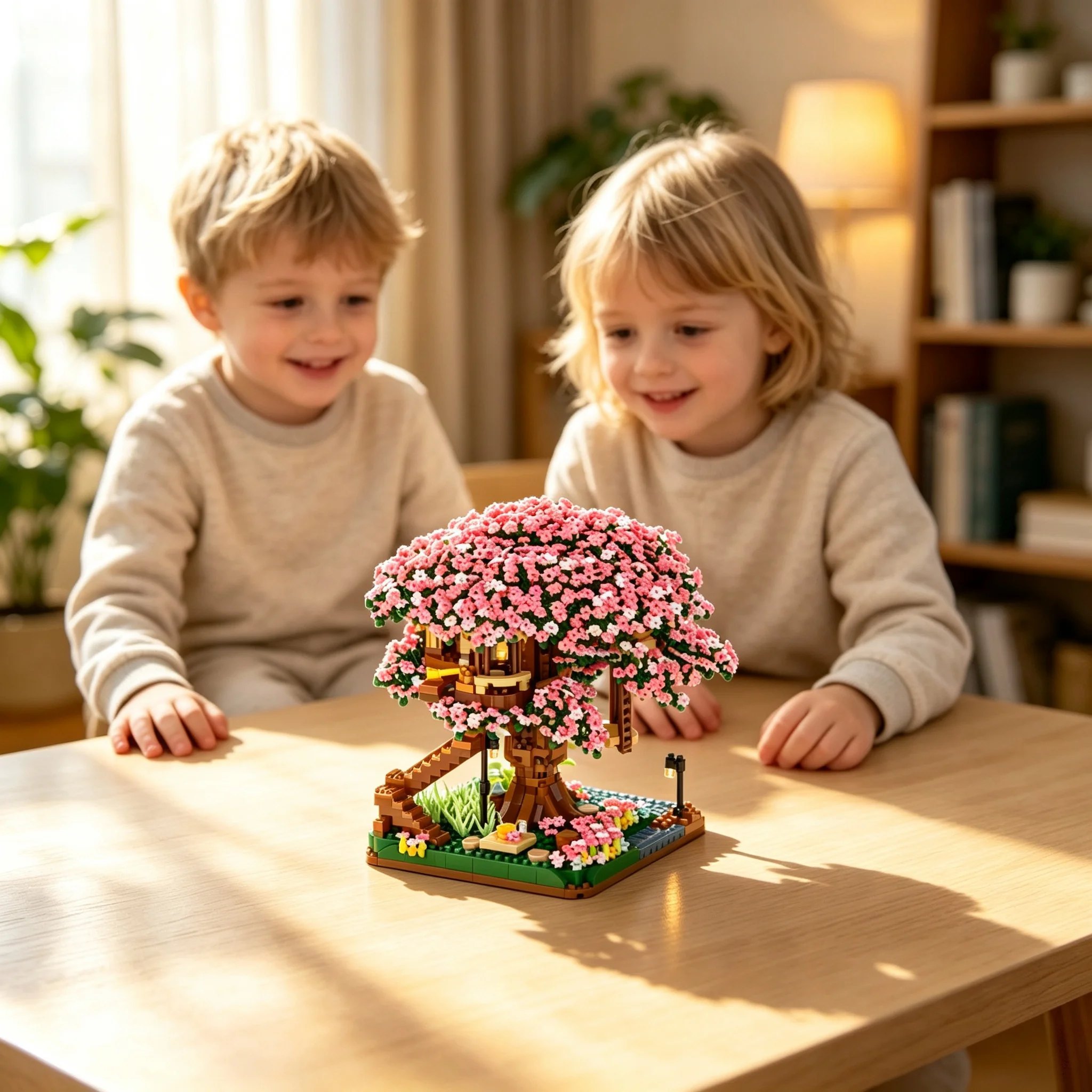 Cherry Bonsai Tree Building Blocks Set DIY Sakura Blossom Plants Bricks with Light Treehouse Model Romantic Gift for Girlfriend - view 3