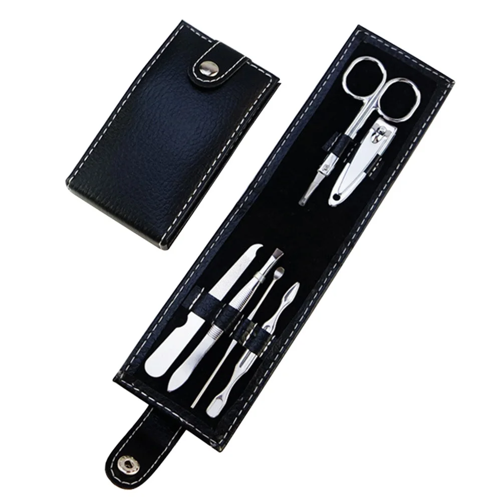 6개입 스테인리스 스틸 페디큐어 도구 세트, 금속 손톱깎이 트리머 파일 키트, 가정용 손톱깎이 세트, 휴대용 매니큐어