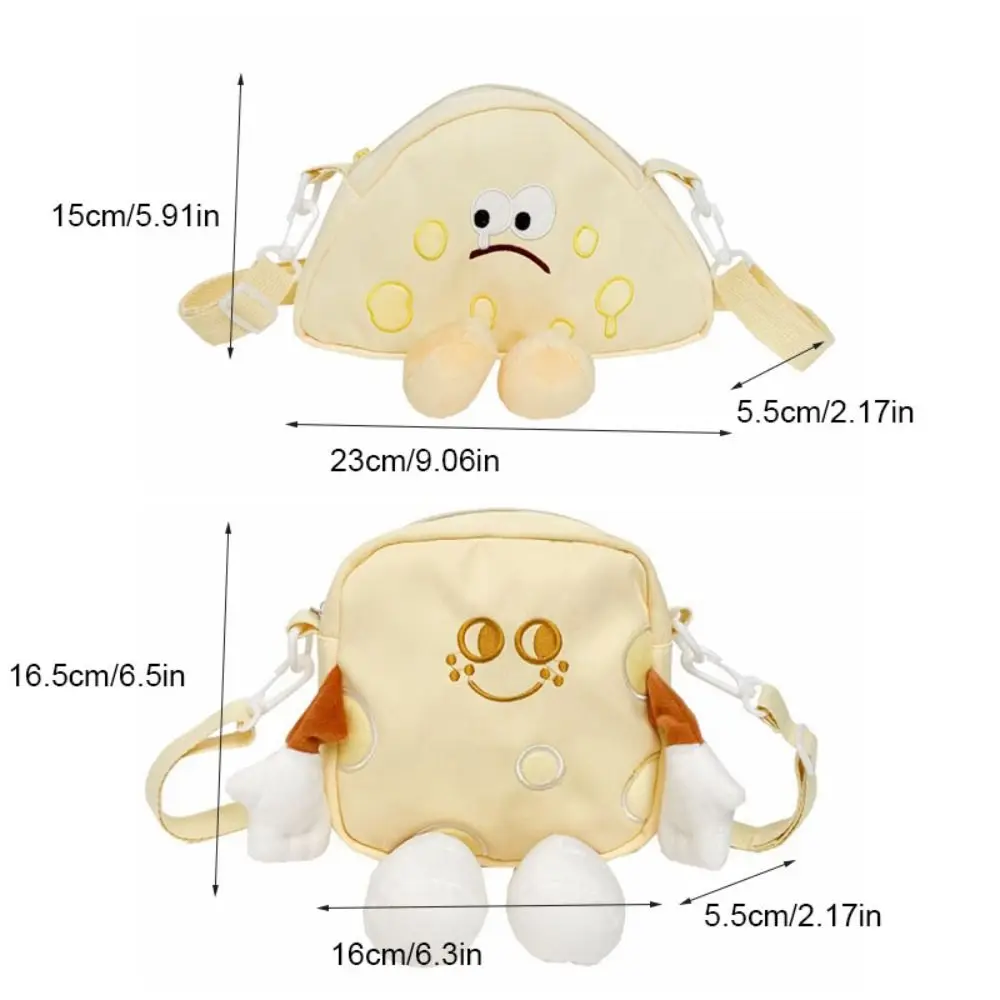 Треугольная сумка через плечо с сыром, квадратная сумка через плечо в корейском стиле с героями мультфильмов, холщовая сумка через плечо с регулируемым плечевым ремнем, маленькая сумка-мессенджер