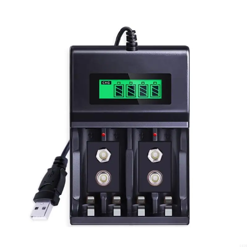 

K43B Compactly 4Bay Battery Compatible for 9V 2A/3A Batteries Charging Adapter for Home and Office Accessory