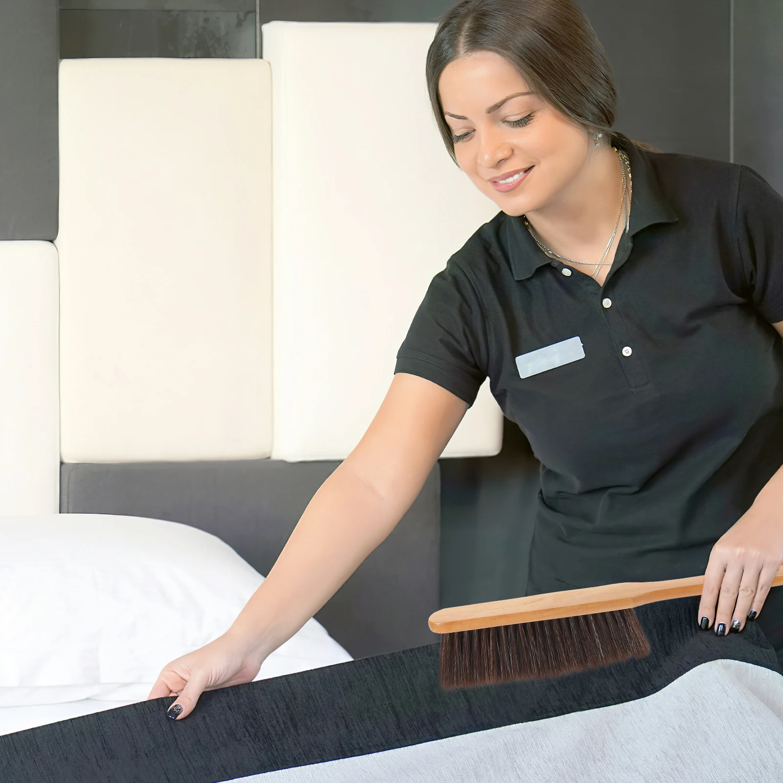 

2pcs Bed Cleaning Brush Wood Handle Heavy Duty Dust Remover Small Hand Broom for Sofa Furniture Home Cleaning Soft Brush