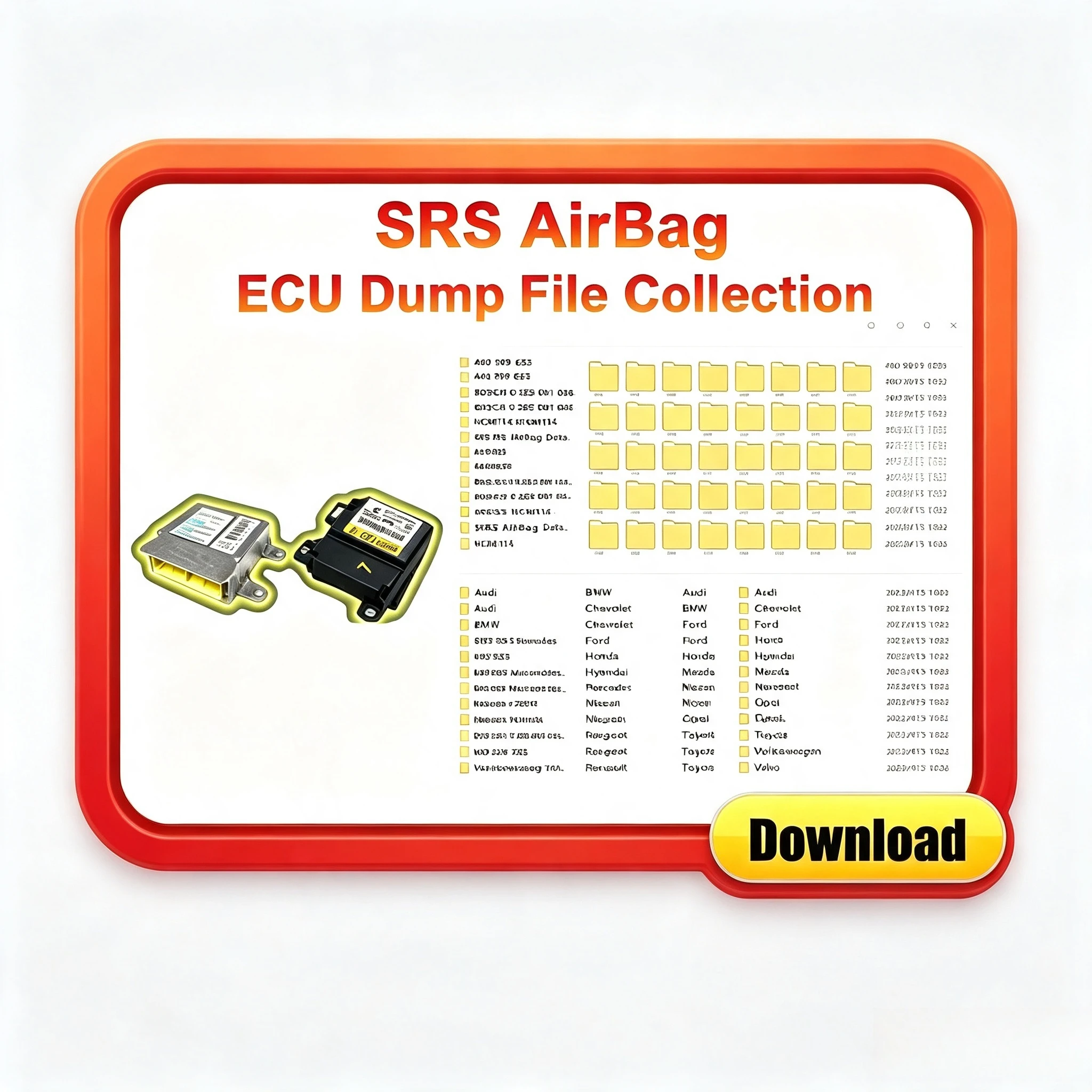 SRS Airbag ECU Dump File Collection of Blocks Original Large Database of Firmware Dumps Airbag CARPROG SOLUTIONS No Crash Virgin