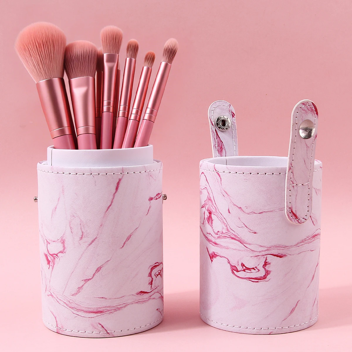 1pcs PU Leather Makeup Brush Bucket Portable Travel Cosmetic Bag Multi-Function Dust-Proof Waterproof Makeup Brush Cylinder