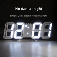 3D LED Digital Wall Clock Luminous Fashion Multifunctional USB Plug-In Electronic Home Decorative Clock
