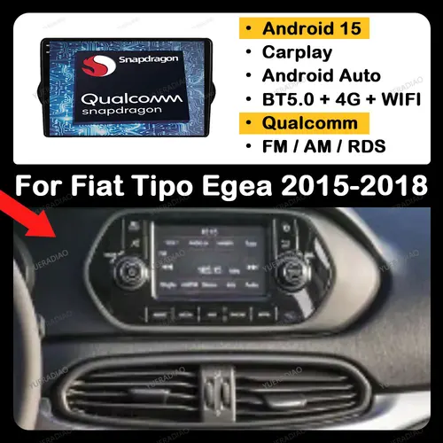 Android 15 カーラジオフィアット Tipo Egea ダッジネオン 2015 - 2018 CarPlay 自動 2K 画面マルチメディアステレオビデオプレーヤー GPS 4G WIFI