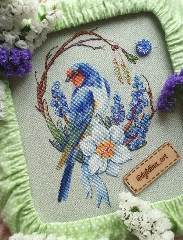 DIY needle work The Bluebird on the Flower Branch 27-34 Cross Stitch Set Counted Cross Stitch Kit  28ct 14ct 32ct Metallic aida