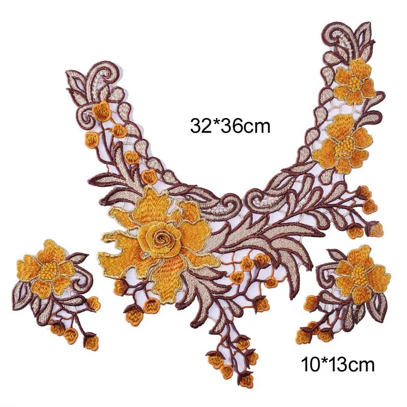 3Pcs/Set Embroidered Lace Neckline Collar Sewing Applique Trims Sewing Supplies Patch Repair