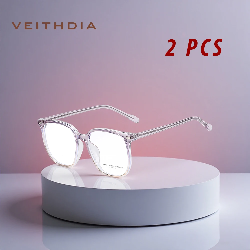

2 шт., модные квадратные очки VEITHDIA, очки для чтения на компьютере, противозапотевающие очки, очки с оптической коррекцией, оправа для очков для мужчин и женщин, V00713D