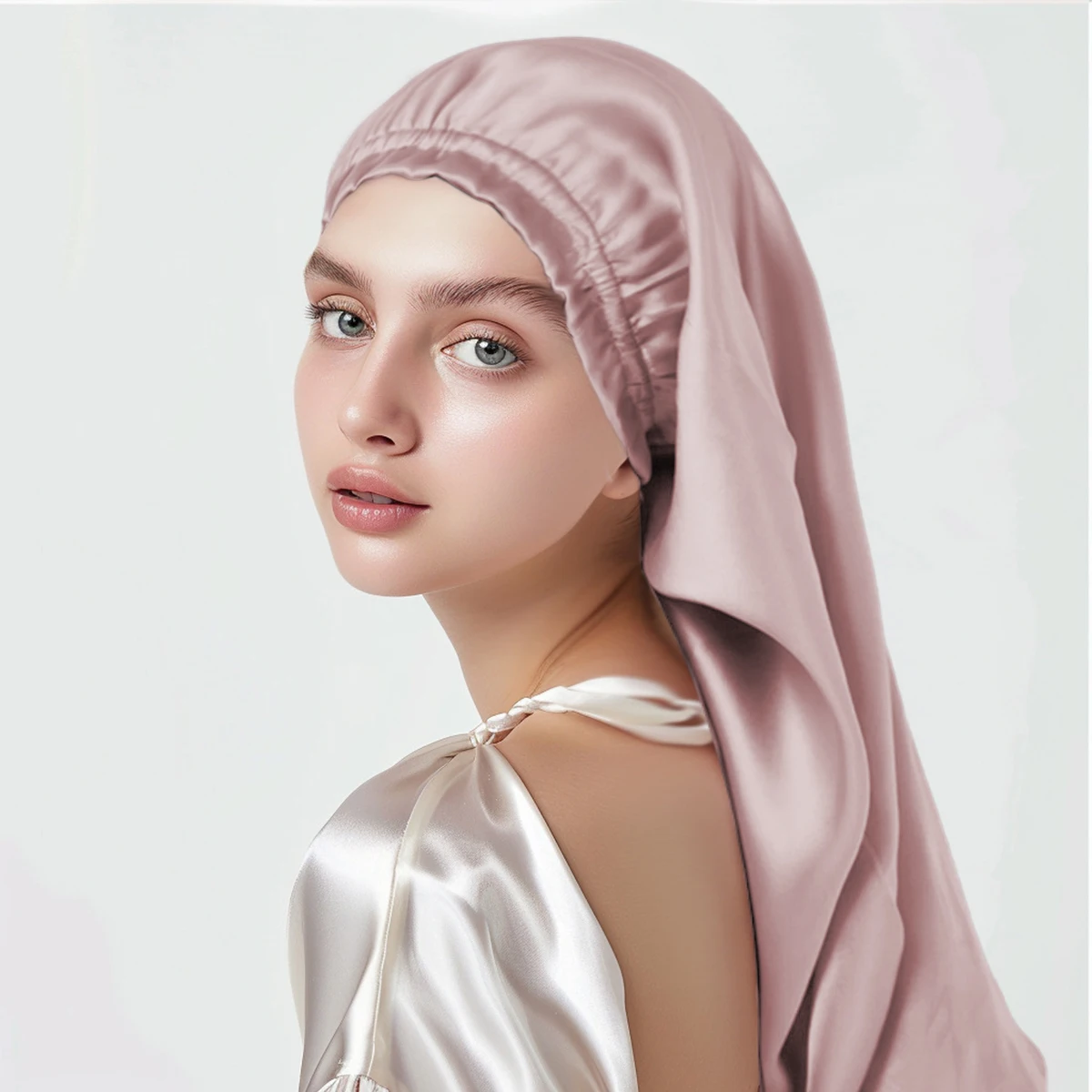 22 Momme 100% Pure Mulberry Silk Bonnet for Sleeping Women, Hair Care Bonnet for Long Curly Hair Silk Sleeping Cap