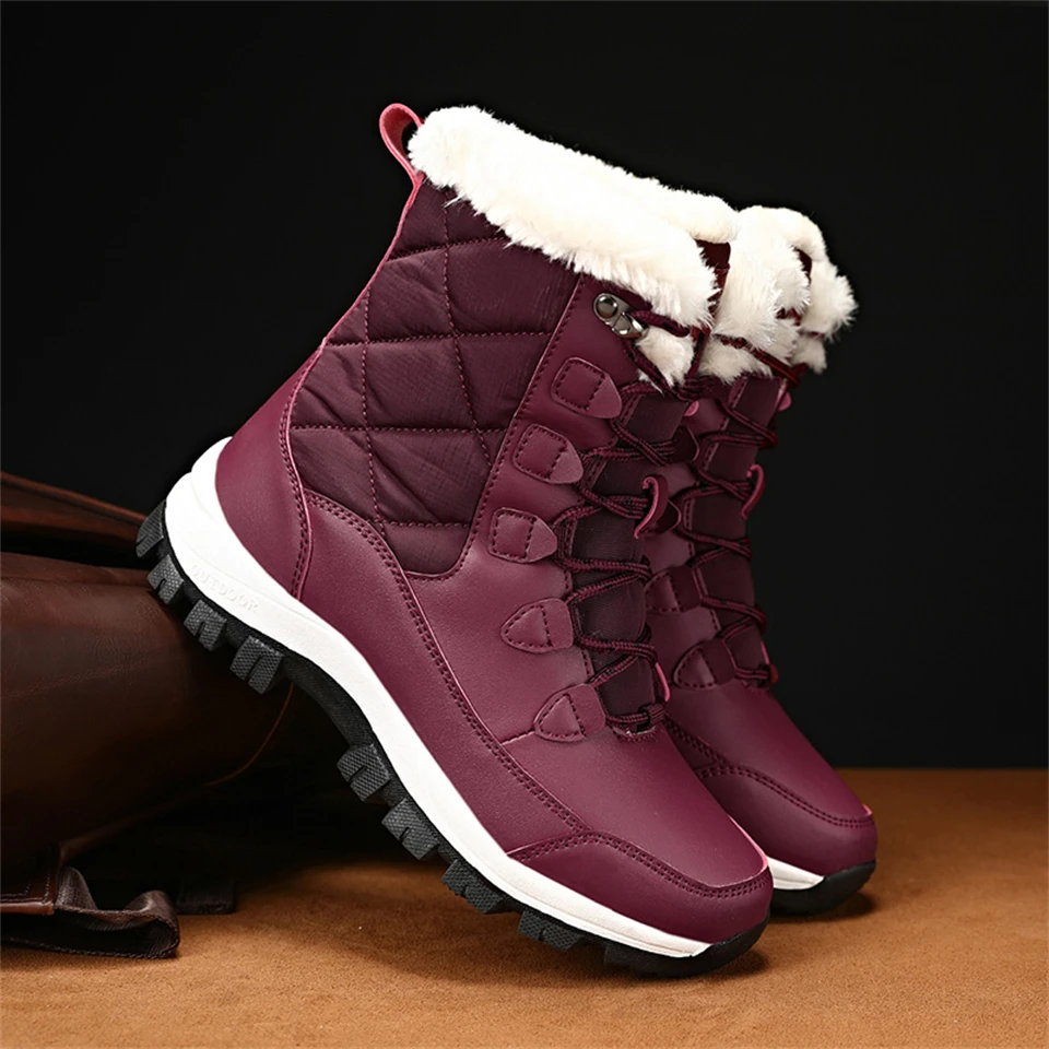 

Women Platform Snow Boots Non-slip Women Winter Shoes Fur Warm Ankle Boots for Women Wedges Waterproof Thigh High Boots Female