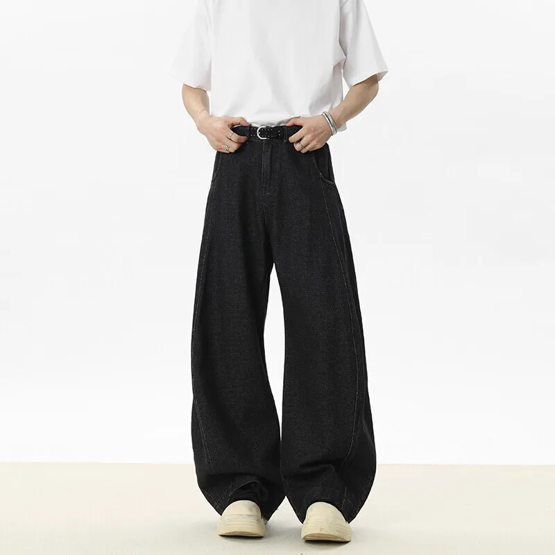 WTHT Vintage 2025, Sommer männer Gradienten Gerade Lose Denim Hosen Mode Neue Casual Hohe taille Breite Bein Jeans männlichen 2A0949