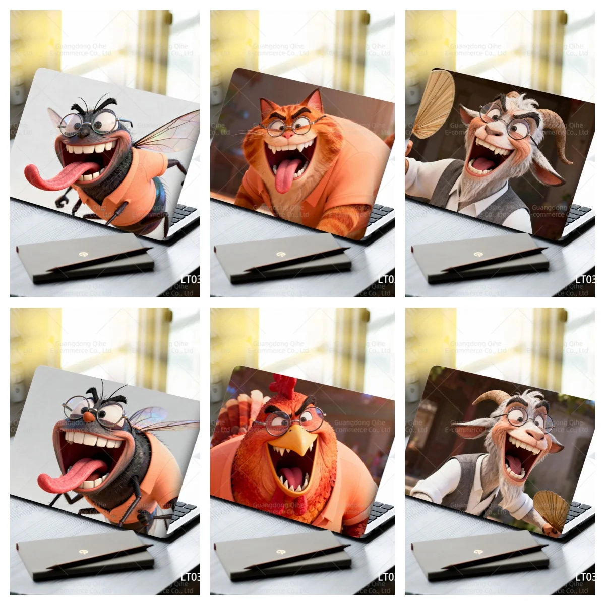 

2-Pack Hot-Selling Cartoon Animal PVC Decals, Self-Adhesive Decor Stickers Universal for Notebook, Scrapbook & Phone Case