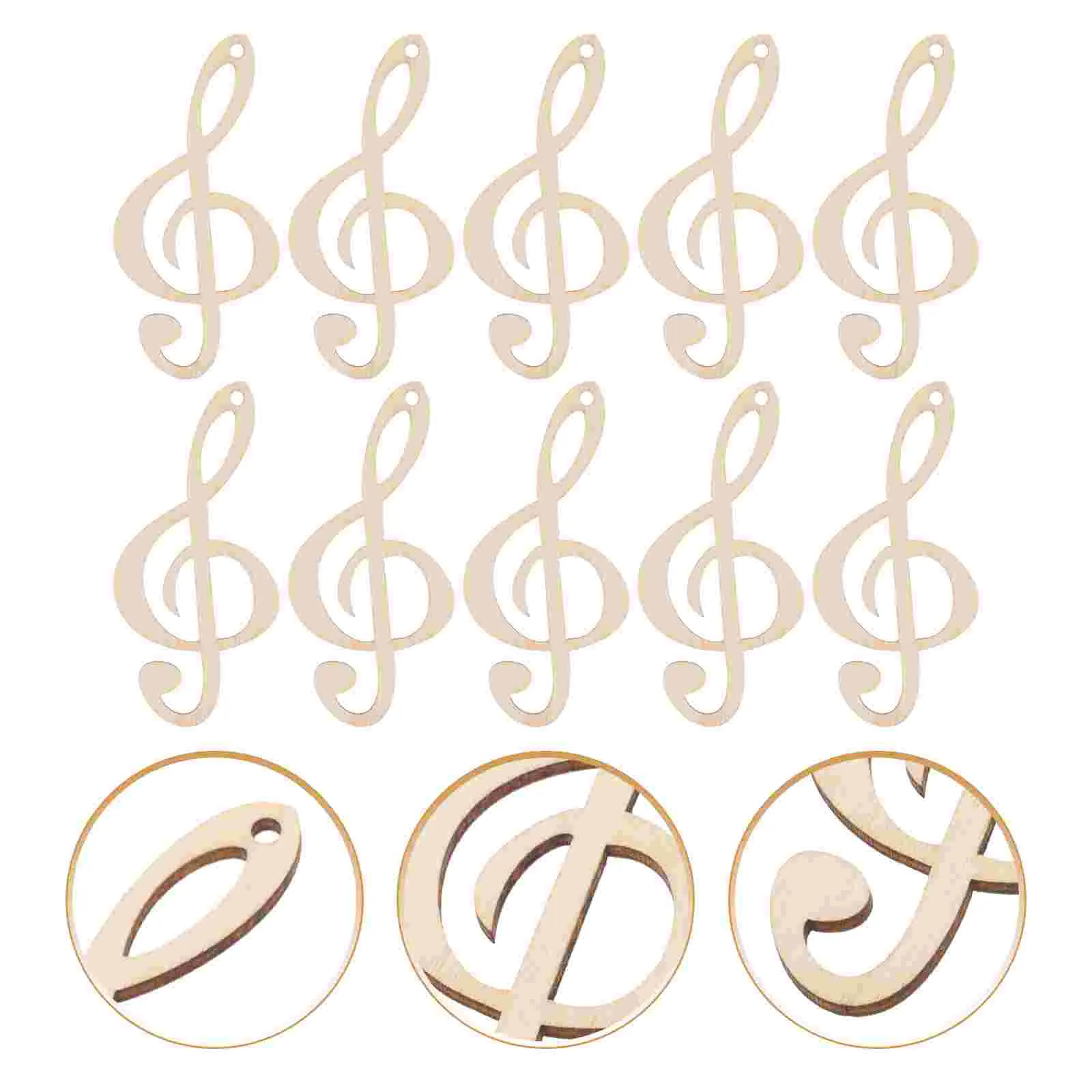 10 Pcs Musical Note Wood Piece Pendant Blank Slices Puzzle Decor Craft Material DIY Door Sign Child