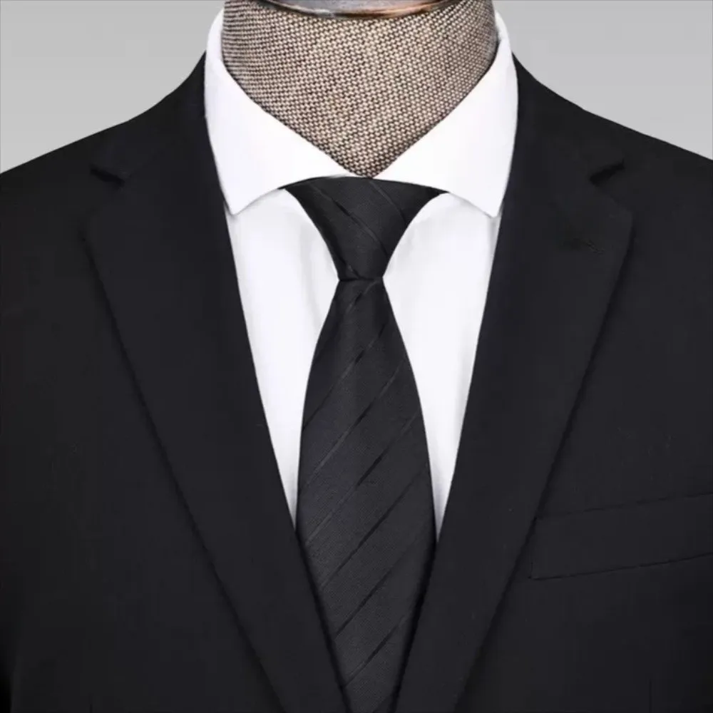 بسيطة بلون أسود ربطة العنق المشارب الأزهار الرجال ربطة العنق الجاكار قابل للتعديل الرجعية Cravat الطرف #3