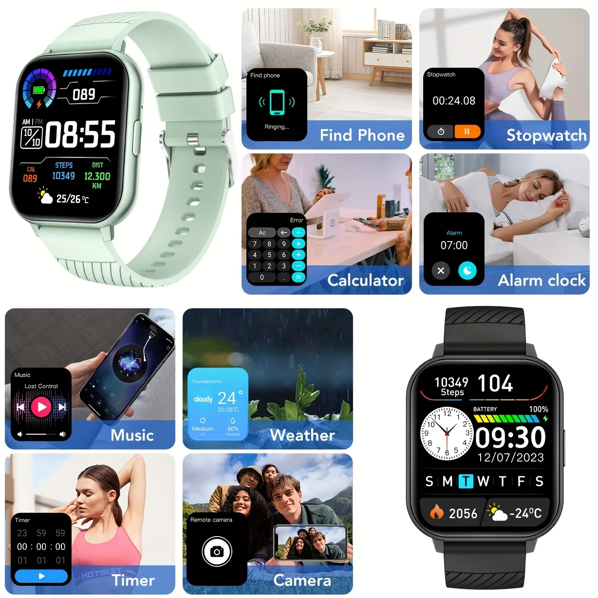 Смарт-часы с сенсорным экраном DROPSHIPPING, беспроводные звонки, режим упражнений, мониторинг артериального давления и сна, фитнес-трекер