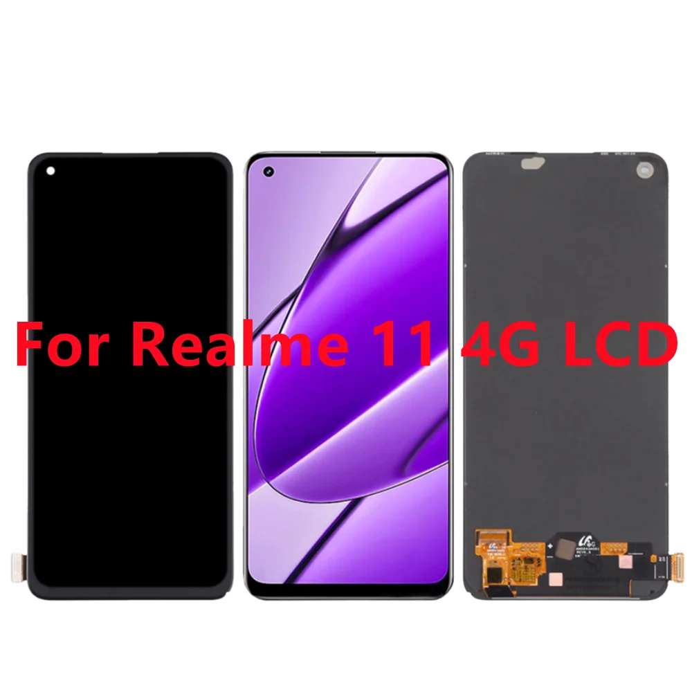 100% Tested Original AMOLED 6.4\'\' For Realme 11 4G LCD Display Touch Screen With Frame Realme 11 4G RMX3636 Display LCD Parts