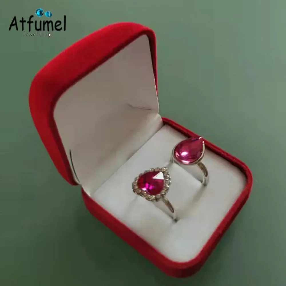 Fashion Velvet Ring Storag Box Earring Jewelry Organizer Wedding Double Ring Packaging Box Stud Gift Holder Box