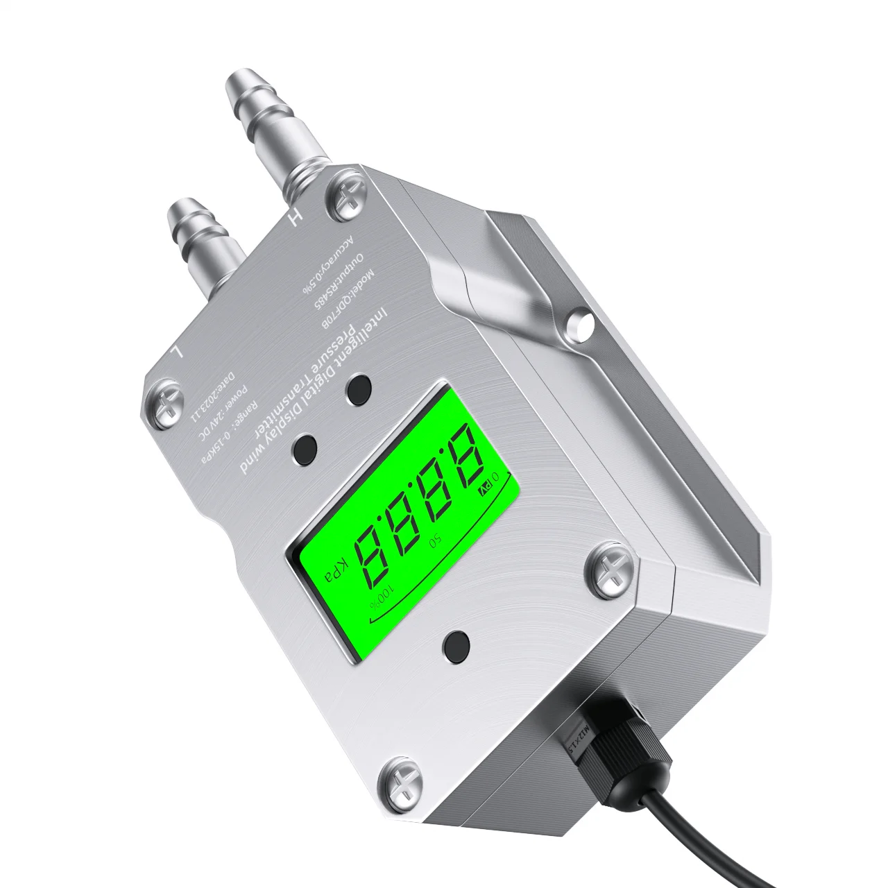 LCD Display Digital Differential Pressure Sensor 0-1KPa 0-2KPa 0-5KPa to 4-20mA RS485 Wind Air Micro Pressure Transmitter