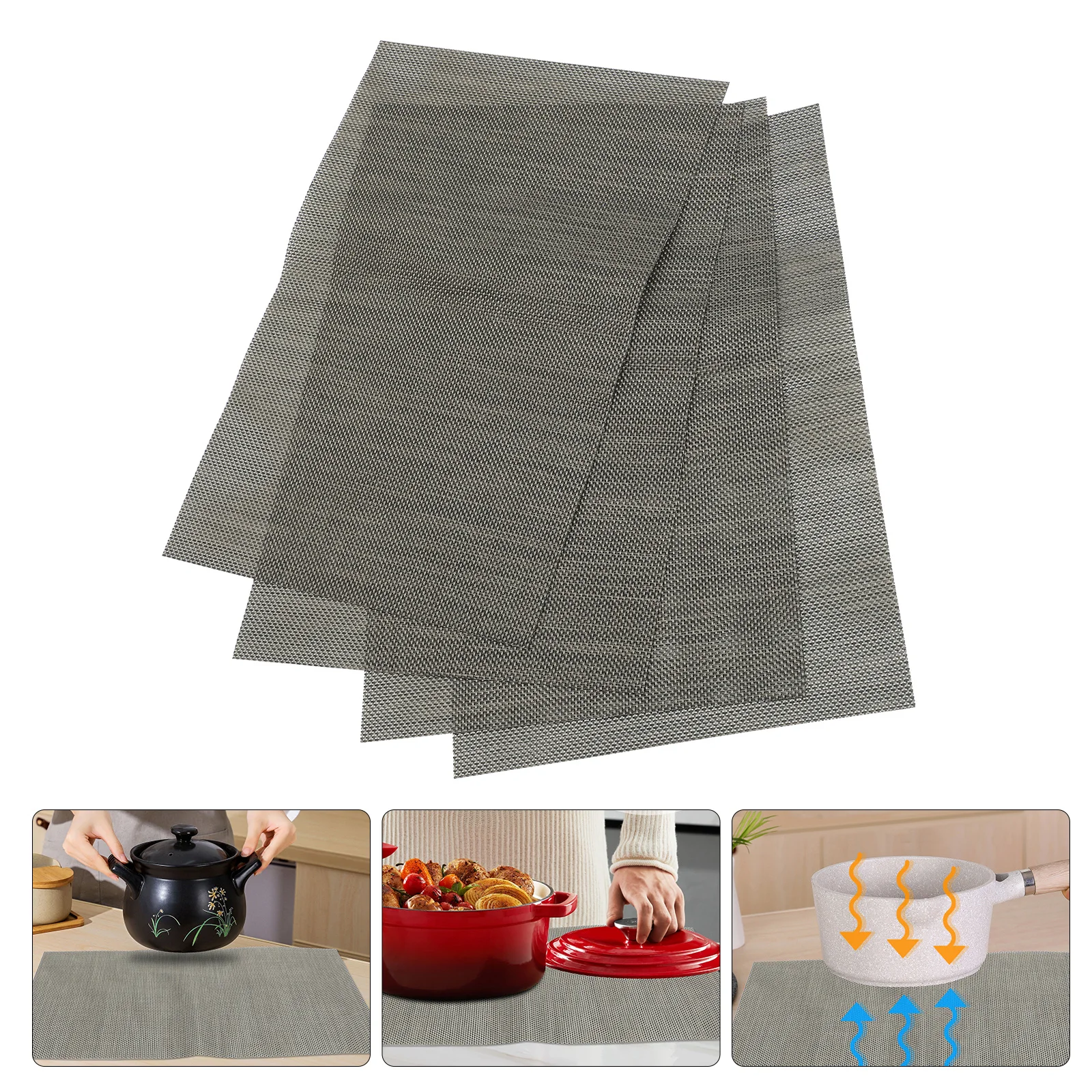 

4pcs Reusable Waterproof Table Placemats Heat Resistant Dining Mat Set Insulated Bowl Mats Pvc Dish Protector For Home