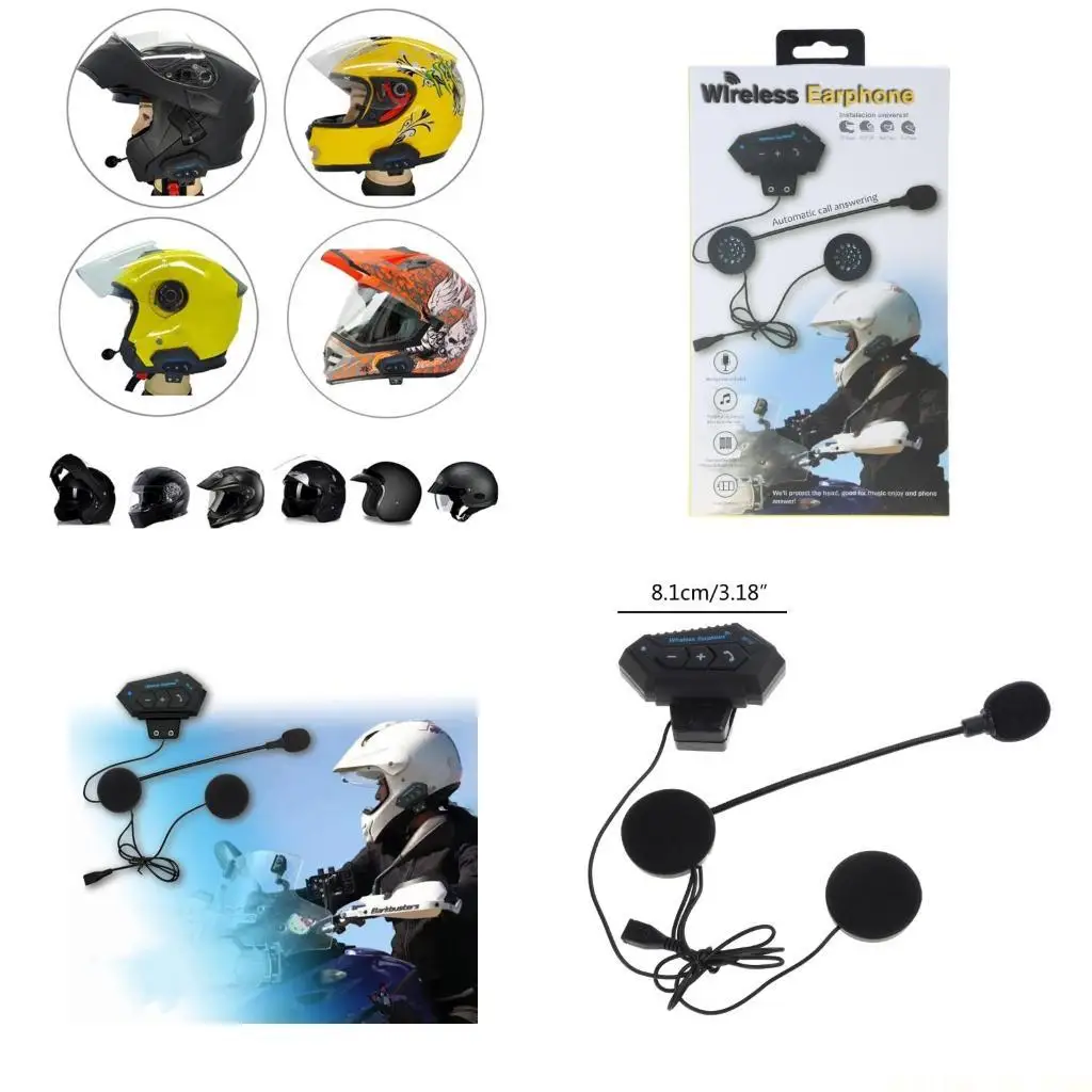 J0MA Motorcycle Dirt Bike Snowmobile Bluetooth-compatible Helmet Headphone Intercom Wireless Communication Anti-interference
