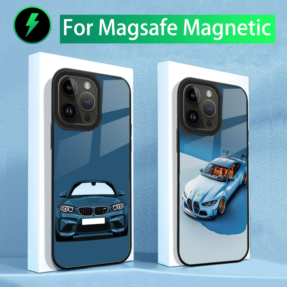 Blue Red Car For B-BMWs-S Phone Case For iPhone 15,14,13,12,11,Plus,Pro,Max Mini Magsafe Magnetic Wireless Charging