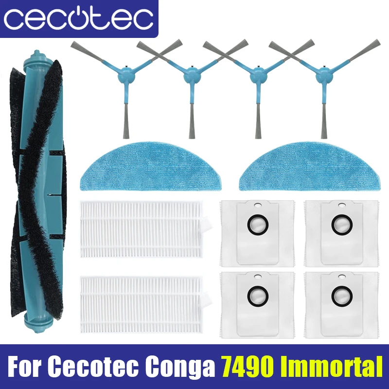 Kompatibel für Cecotec Conga 7490 Immortal / 8290 Immortal / Kabum Smart 900 Ersatzteile Zubehör Pinsel Mopp Filter Staubbeutel