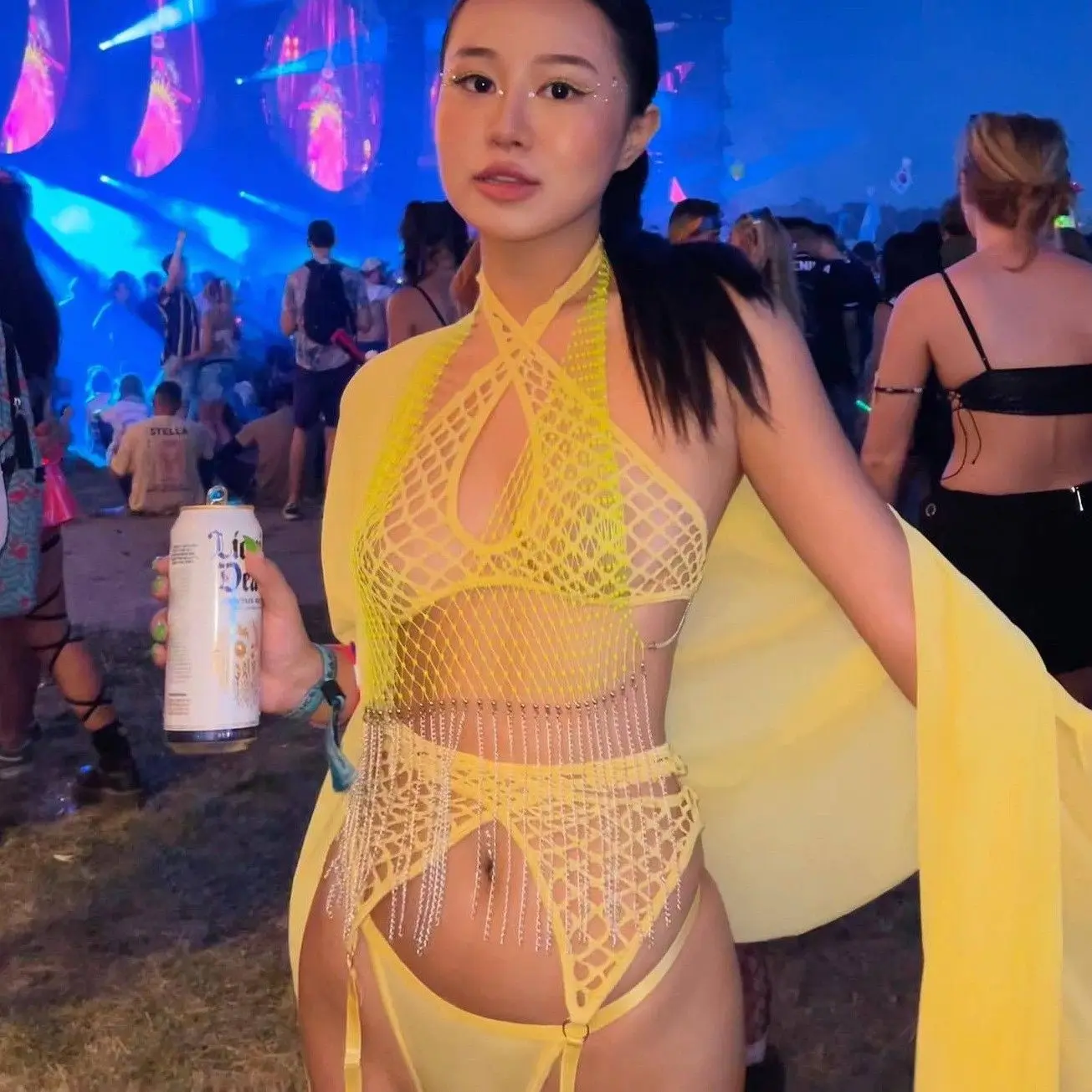 Sexy Me Hollow out Fiing Net Strap Vest Women's Cross-Border Hot Selling Tassel Chain Strap Vest ort Sle Inner Wear