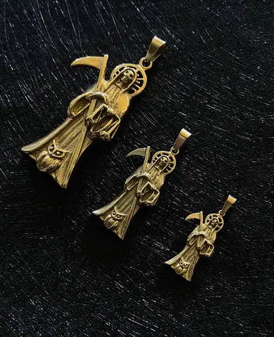 Diyalo Christian Skeleton Skull Holy Saint Death Grim Reaper Pendants Santa Muerte Charms Stainless Steel Jewelry Accessories