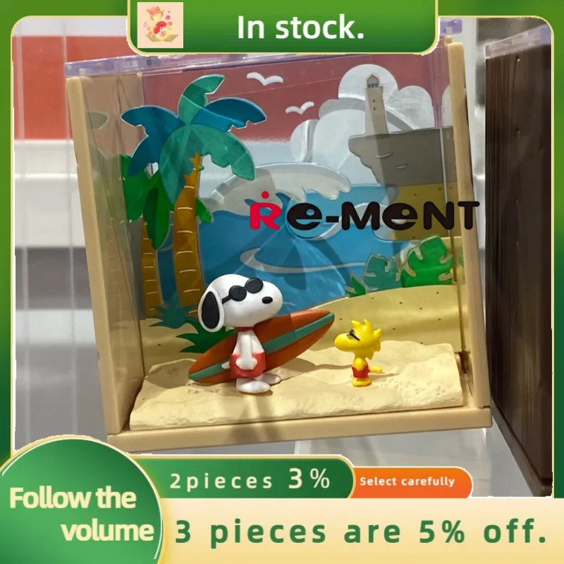 Genuine Re-Ment Candy Toys Spot Snoopy Scenery Box Scene Snoopy Astronaut Figure Ornament Trendy Play Blind Box Customized Gift