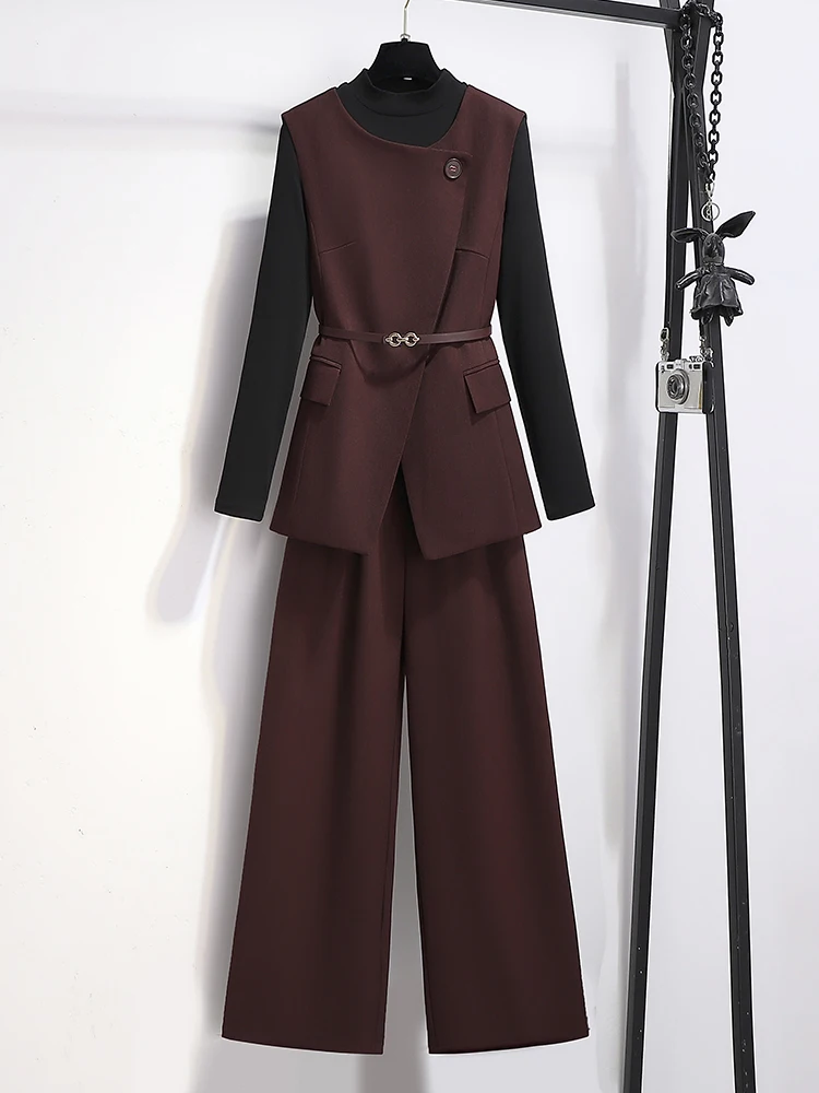 Autumn Winter Mommy Set Women's 2026 New Trend Wedding Banquet Wearable Three-piece Set Luxury Feel Short Length Polyester Sp...