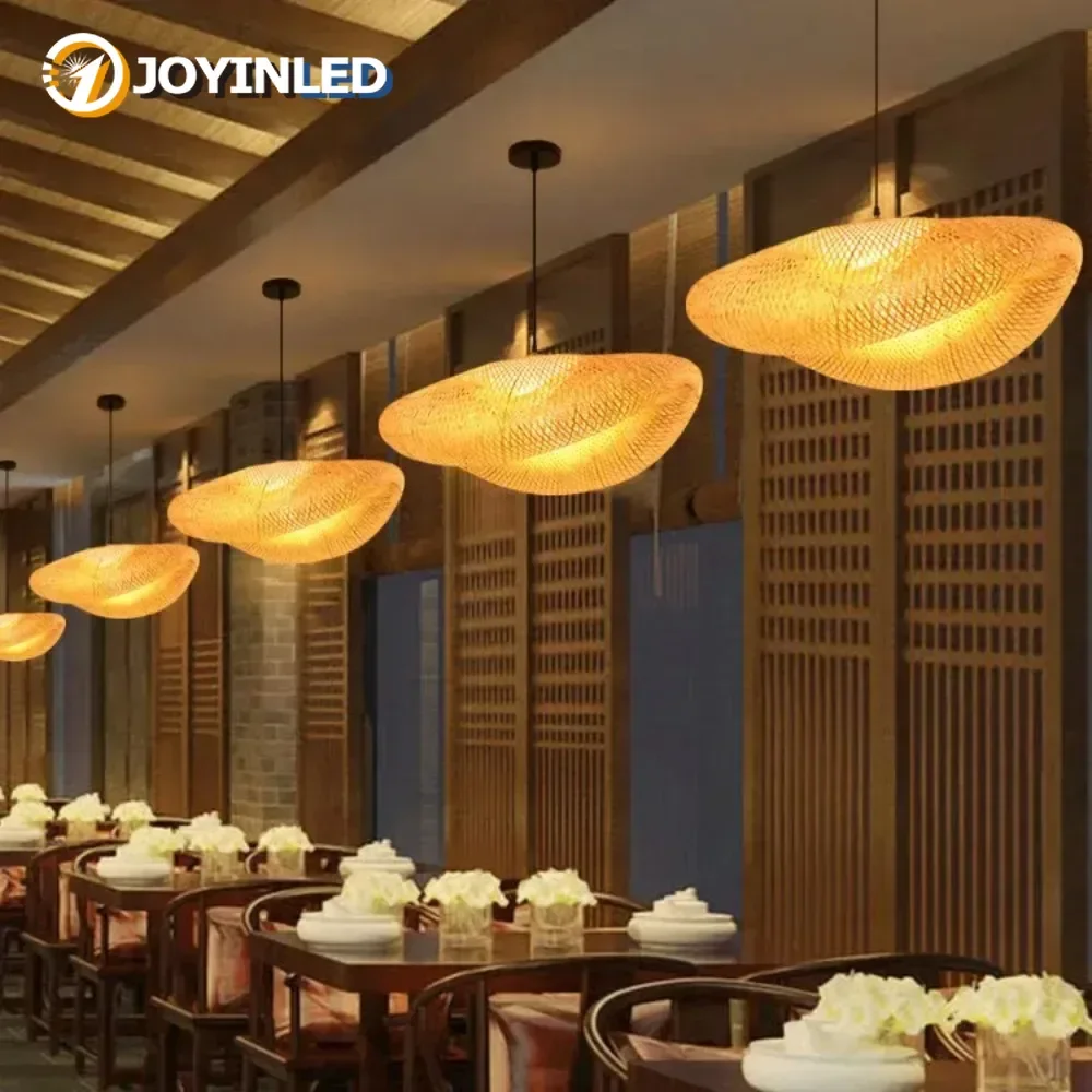 joyinled-手作りシャンデリア素朴なライトシェードシャンデリアレストランリビングルーム竹フロアランプ壁ランプ用