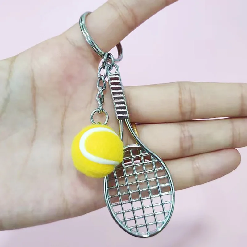 Tennis Racket Keychain - Cute Sport Mini Keychain 6 Color Pendant Car Keyring Sports Key Chain Love Sports Gifts image 5
