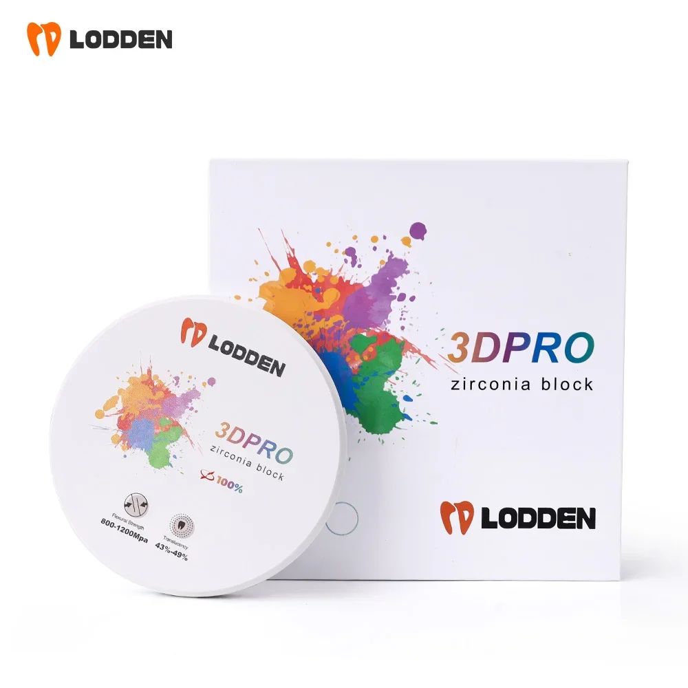 LODDEN 3D Pro Zirconia Multilayer Blocks 98mm CAD CAM Dental Lab Materials Strength 800Mpa-1200Mpa VITA16 & BL1-BL4 Best Powder