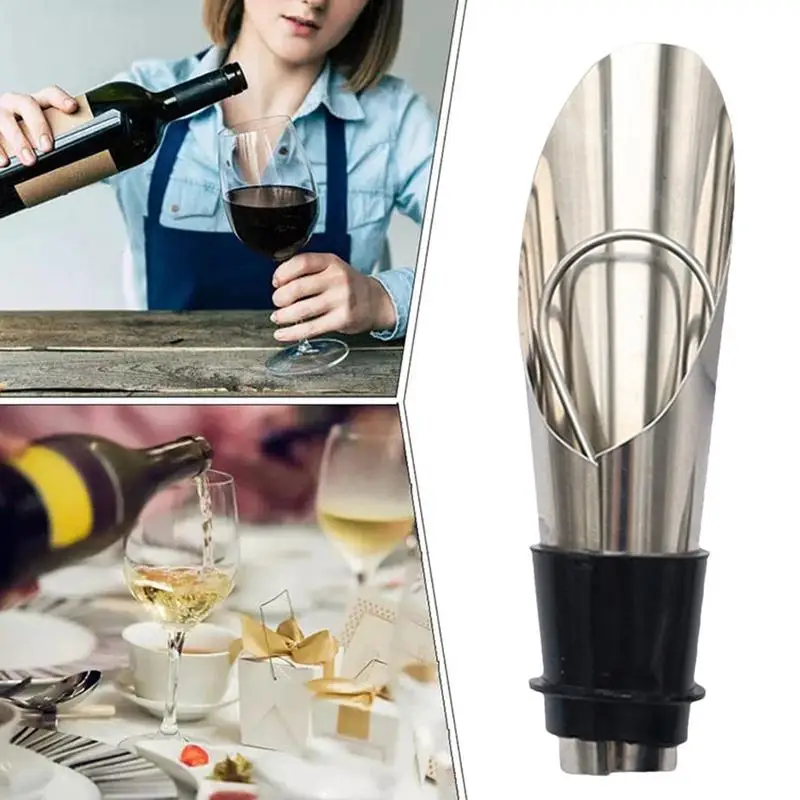 Versatore per beccuccio per vino 2 pezzi 2 In 1 versatore per vino arresto per vino versare beccuccio dischi versatore per vino In acciaio inossidabile tappi per vino riutilizzabili