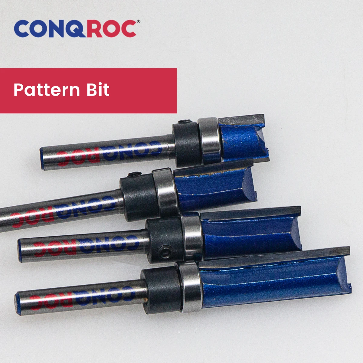 6mm Shank Pattern Router Bits Set Top Bearing 4-Size Diameter-12.7mm Cutting Length-11.9&20&25&38mm Wood Straight Milling Cutter